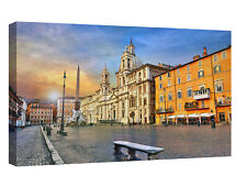 Canvashop Quadri moderni cm 120x70 Roma Piazza Navona stampa su tela Italia