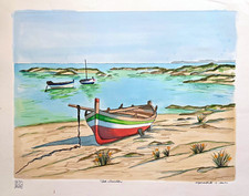 Aldo RISO incisione  firmata, certificata e  dipinta a mano 60 x 80.