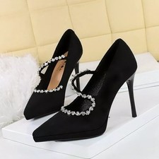 Decolte Nero Strass Con Tacco