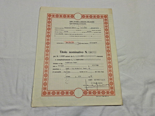 Certificato azionario campi - certificato,