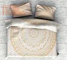 Indiano Handmade Floreale Mandala Arte Set da Letto Copriletto Bohemia