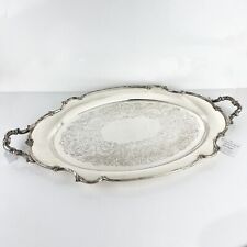 Vassoio in argento sheffield antico silver plated ovale grande piatto con manici