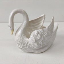 CIGNO STATUA SCULTURA PORCELLANA BIANCA CERAMICA BASSANO MADE IN ITALY VINTAGE
