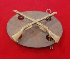 VECCHIA FIBBIA per CINTURA, STILE MILITARE, DUE FUCILI INCROCIATI