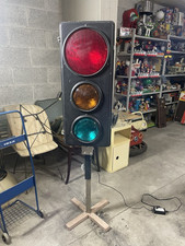 SEMAFORO STRADALE VINTAGE METALLO AUTOSCUOLA LAMPADA INDUSTRIAL DESIGN