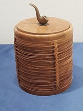 Barattolo Contenitore Radica Vimini Ottone Portatabacco Pipa Sigarette Vintage