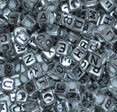 100pcs 6mm cubo colore argento - colore,