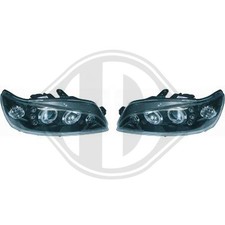 Coppia Fari Fanali Anteriori Tuning 306 97-01 neri con anelli ANGEL EYES