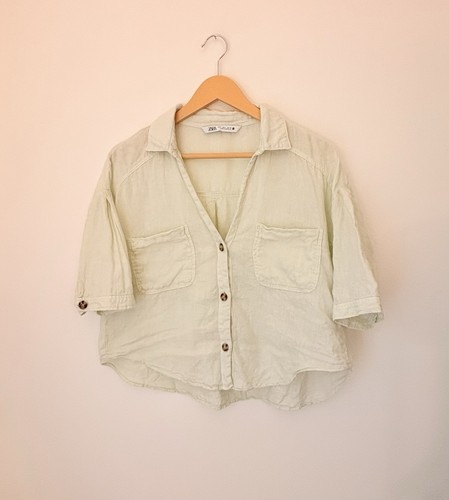 Camicia zara lino verde - zara,