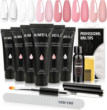Kit Ricostruzione Unghie Gel, Clear Nudo Pink Acrigel per Unghie Bianco Passione
