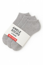 3 Paia Calzini Grigi Uomo Donna Corti Fantasmini Cotone – Taglia Unica