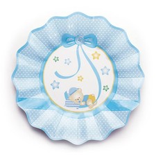 8 PIATTI festa 27 cm Cartoncino BABY NANNA CELESTE Nascita battesimo bam 09YZ
