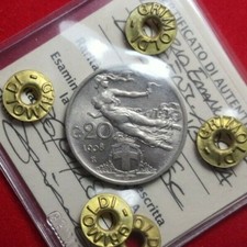 Regno D'Italia VEIII 20 Centesimi 1908 Libertà Librata Periziata Qfdc