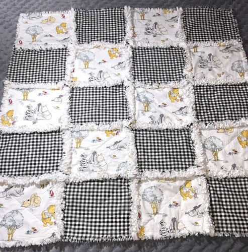 Black white rag quilt - quilt,