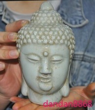 Testa di Buddha 5,4" vecchia porcellana bianca Tibet Dehua Sakyamuni Shakyamuni Shakya Mani