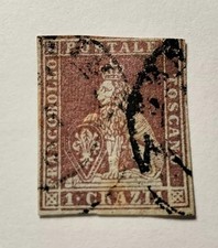 Antichi Stati. Toscana, 1851, 1 Crazia Annullato, Carta Grigia.