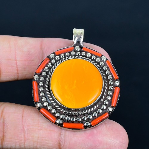 Ciondolo boho corallo - ciondolo, giallo