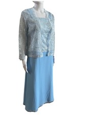 Abito giacca chiffon pizzo blu