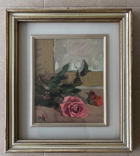 Rose olio su tavola - “rose”,