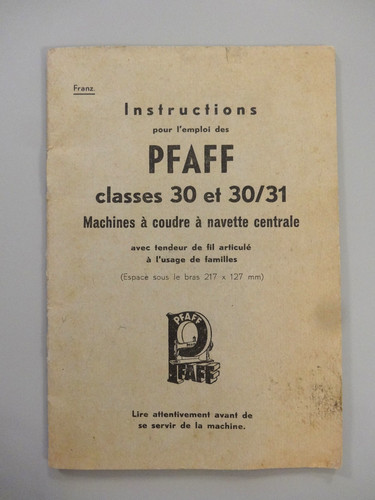 Mode emploi pfaff classes 30 - mode, d'emploi