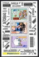 ITALIA 2009 FESTIVAL FILATELIA FUMETTI DIABOLIK LUPO ALBERTO COCCOBILL FOGLIETTO