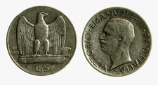 pci3956) Vittorio Emanuele III  (1901-1943) 5 lire aquilino 1928