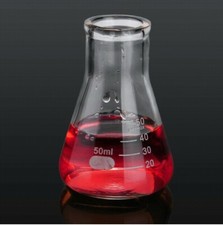 Beuta in vetro borosilicato BORO bocca stretta, formato conico, capacità 50ml.