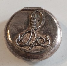 ANTICO COFANETTO PORTA PILLOLE IN METALLO CON DECORAZIONE NAUTICA - VINTAGE