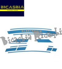 0115 - KIT TARGHETTE ADESIVI BLU ELECTRONIC PER COFANI MOTORE VESPA 125 ET3