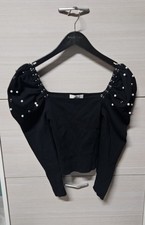 Top Nero Manica Lunga Spalle A