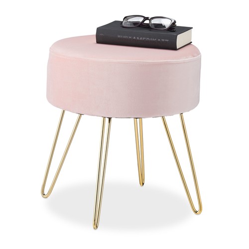 Sgabello vellutato rosa pouf - sgabello,
