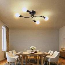 NIUNIAJ Lampadario Soggiorno Industriale,4 Luci Plafoniera Soffitto Vintage E27,