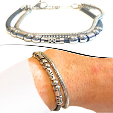 Bracciale da uomo catena snake in acciaio inox braccialetto caucciù regolabile