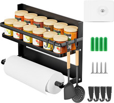 Porta Spezie per Cucina Con Porta Rotolo Da Cucina E 4 Ganci –Portaspezie Da Par