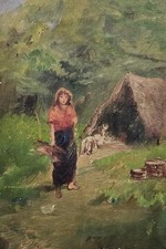 Dipinto ad olio vittoriano XIX