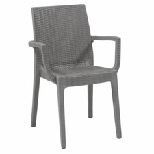 ARETA DAFNE Sedia con braccioli esterno in resina simil Rattan TORTORA