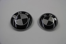 (82MM+74MM) Emblema effetto carbonio per BMW cofano portellone E46 E90 E92...