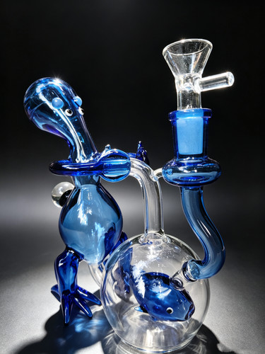 Blue monster fish glass - 6.7",