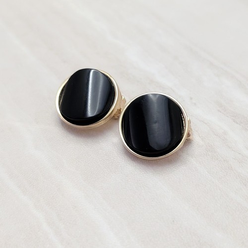 Vintage clip earrings - vintage, black