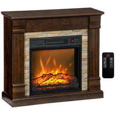 DecHome Camino Elettrico da Incasso a Terra con Fiamma e Timer Marrone