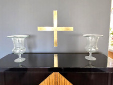 Coppia Grandi Vasi Antico Forma Medici vetro Soffiato Inciso SC412