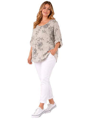 Top cotone floreale made - floreale,