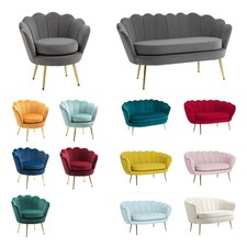 HOMCOM Poltroncina da Camera in Velluto Poltrona Vintage di Design