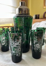 Servizio Da Cocktail Anni ‘50 In Vetro E Argento