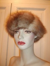 CAPPELLO FASCIA HEADBAND HAT PELLICCIA FUR PELZ MARTORA BEIGE MARDER MIS UNICA