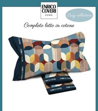 Completo Lenzuola Per Letto Singolo Enrico Coveri Stampato In Puro Cotone 100%