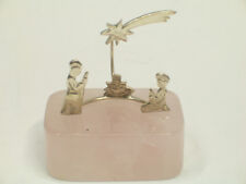 Presepe in Argento 925 su QUARZO ROSA naturale - Natività - Presepio -