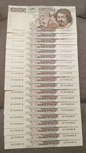 100000 lire caravaggio - lire,