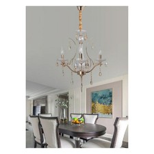 LAMPADARIO SOFFITTO A SOSPENSIONE CLASSICO 3 BRACCI E14 EFFETTO CRISTALLO A60-3