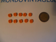 10 BOTTONI CAMICETTA VETRO ANNI 70 VINTAGE SARTORIA 8 MM ARANCIO 2 FORI